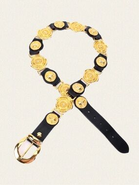 Vintage Milos Medusa Link Italian Leather Belt